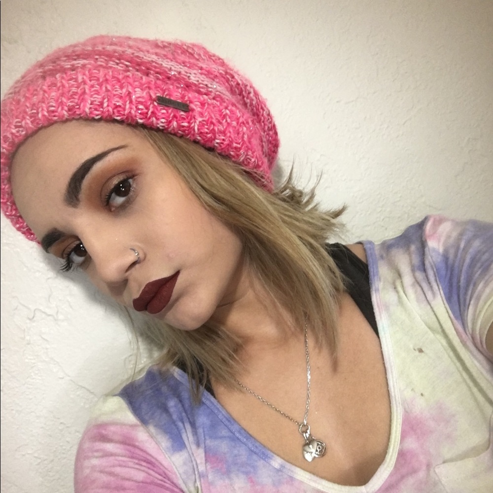 Pink Hollister beanie